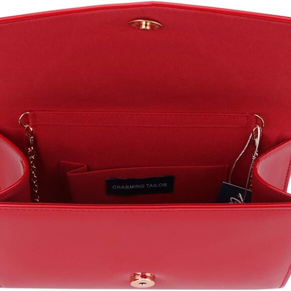 Patent Leather Flap Clutch Classic Elegant Evening Bag Chic Dress Purse - Picture 4 of 7